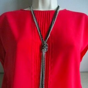 Womens Metal Black n silver long necklace 19"